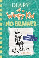 Cover of Diary of a wimpy kid: no brainer featuring a cartoon of a boy at a school desk with nothing in his head